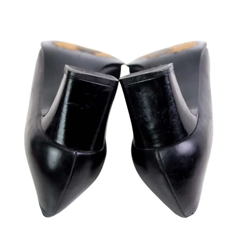 Lauren Ralph Lauren BLACK GENUINE LEATHER MID HEEL CLASSIC PUMP SHOES Sz 7 1/2 B